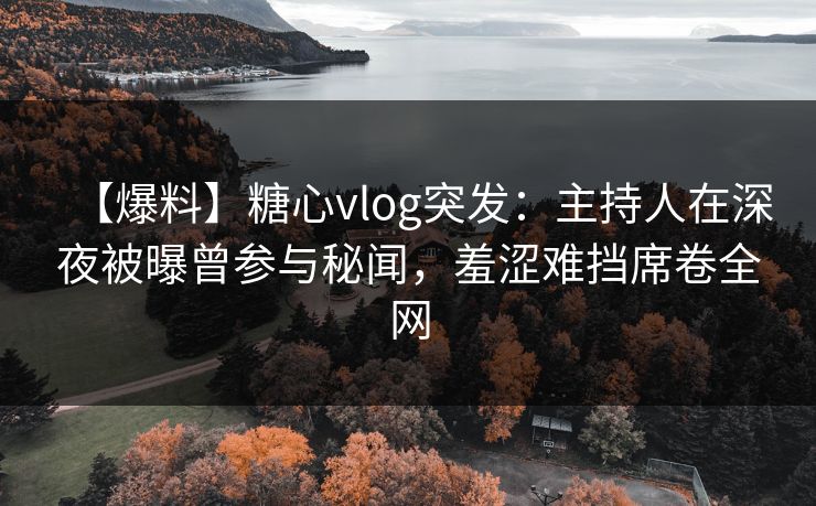 【爆料】糖心vlog突发:主持人在深夜被曝曾参与秘闻,羞涩难挡席卷全网 【爆料】糖心vlog突发:主持人在深夜被曝曾参与秘闻,羞涩难挡席卷全网