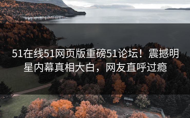 51在线51网页版重磅51论坛！震撼明星内幕真相大白，网友直呼过瘾
