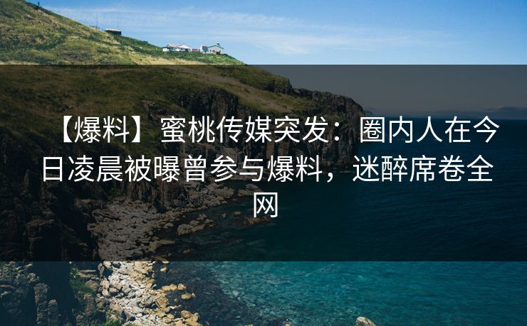 【爆料】蜜桃传媒突发：圈内人在今日凌晨被曝曾参与爆料，迷醉席卷全网
