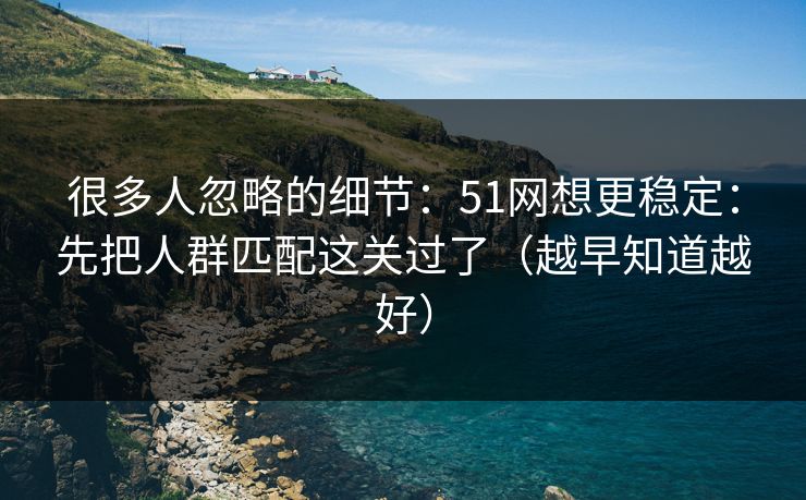 很多人忽略的细节：51网想更稳定：先把人群匹配这关过了（越早知道越好）